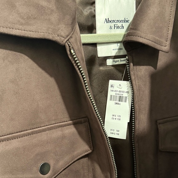 NWT A&F Vegan Suede Bomber Jacket - Picture 3 of 5